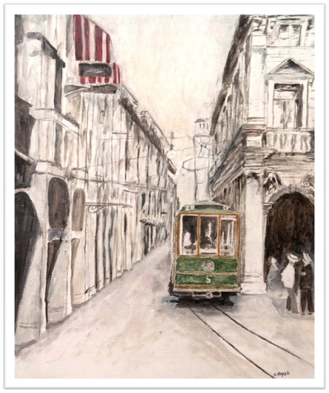 "La mia città" di Annadiana Vajenti, olio su tavoletta, 2012